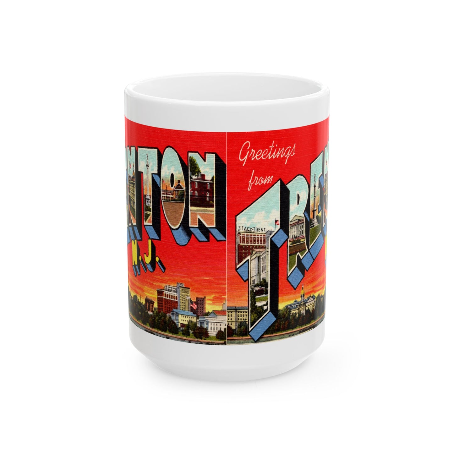 Memebly Vintage Greetings from Trenton NJ New Jersey Coffee Mug