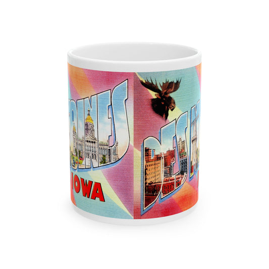 Memebly Retro Greetings from Des Moines IA Coffee Mug