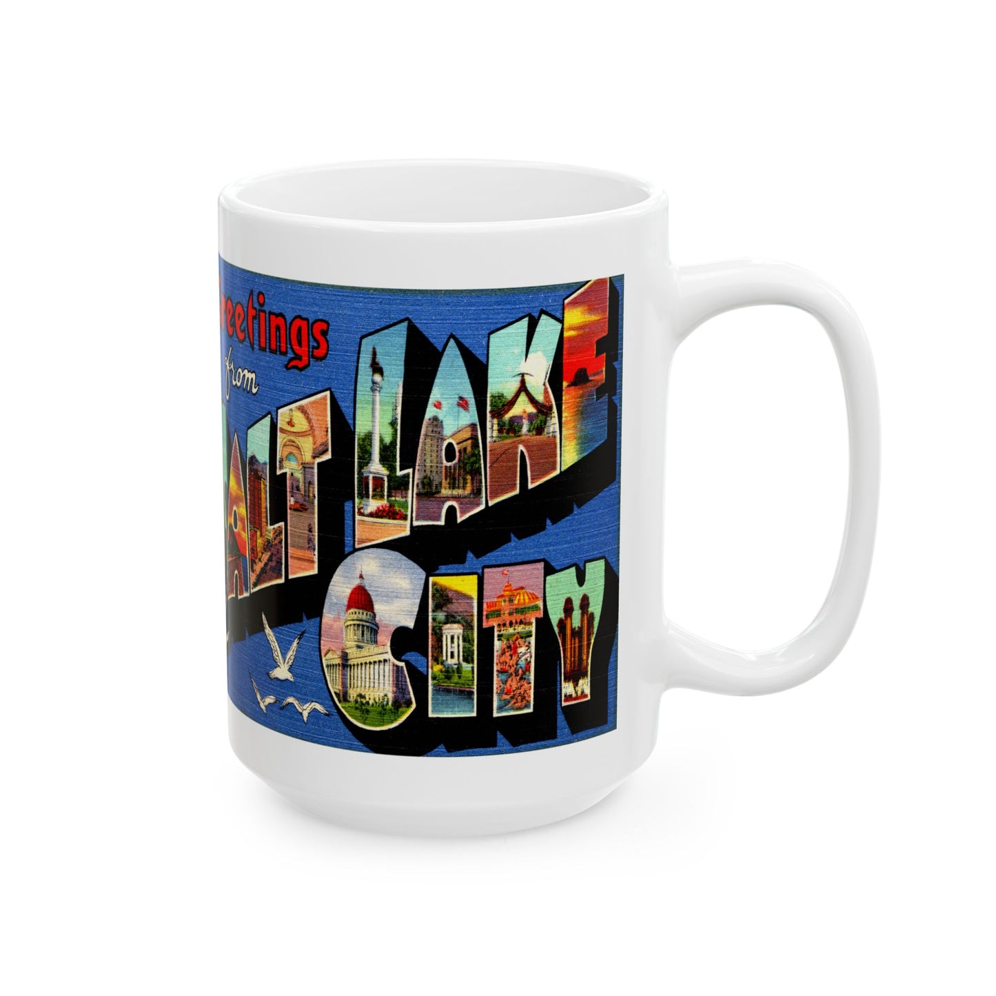 Memebly Colorful Retro Greetings from Salt Lake City UT Utah Coffee Mug