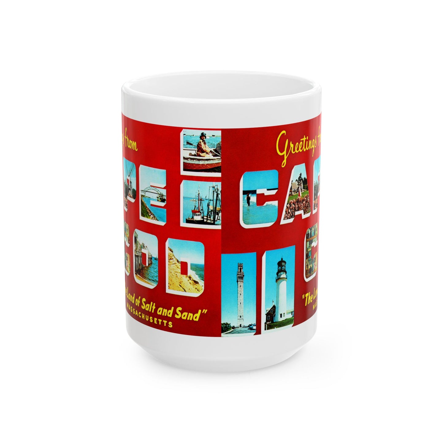 Memebly Retro 1950s Greetings from Cape Cod MA Massachusetts Coffee Mug