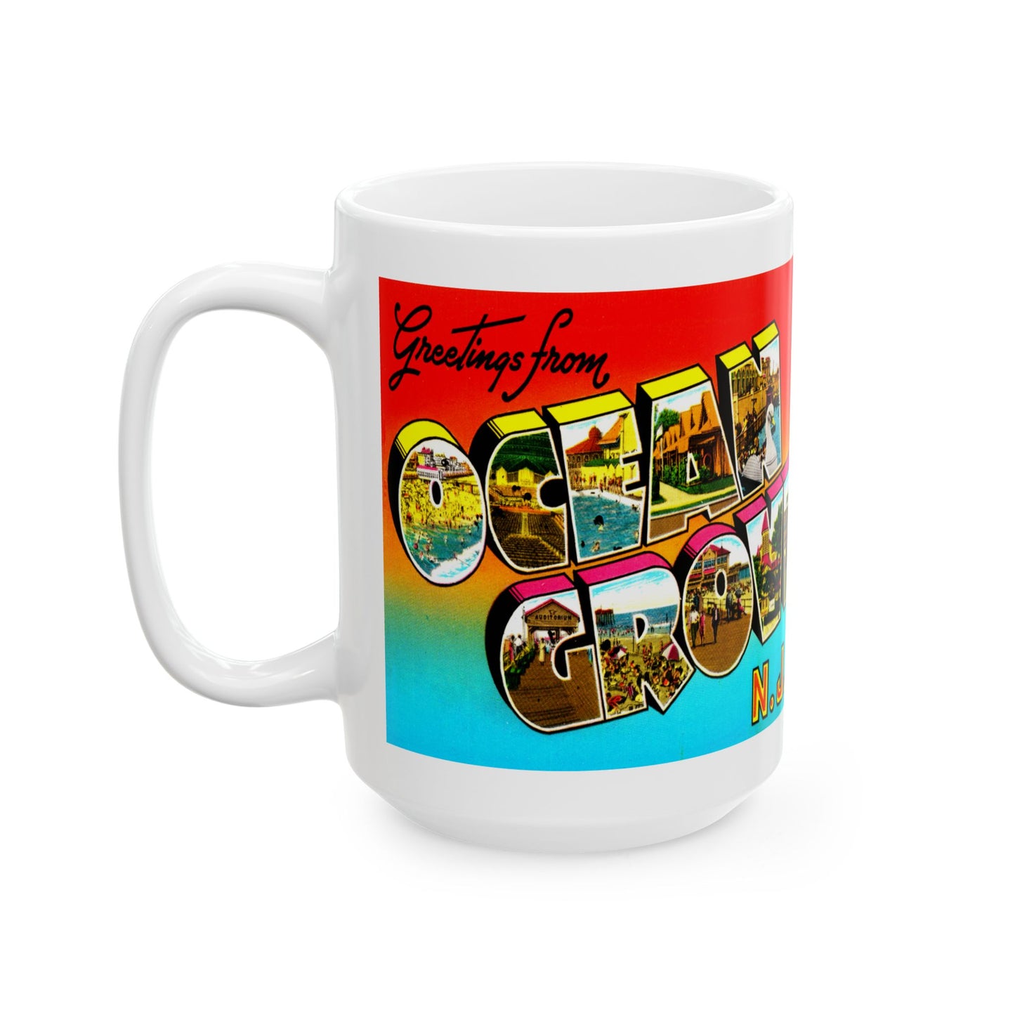 Memebly Vintage Greetings from Ocean Grove NJ New Jersey Coffee Mug