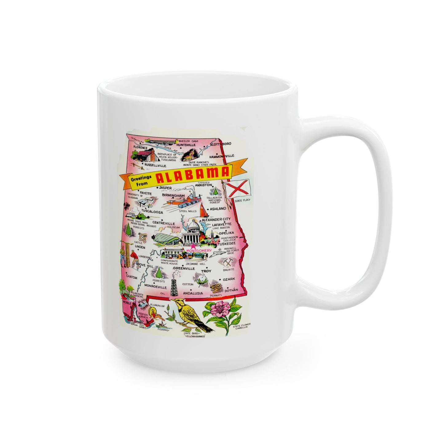 Memebly Vintage Greetings from Alabama Map Coffee Mug