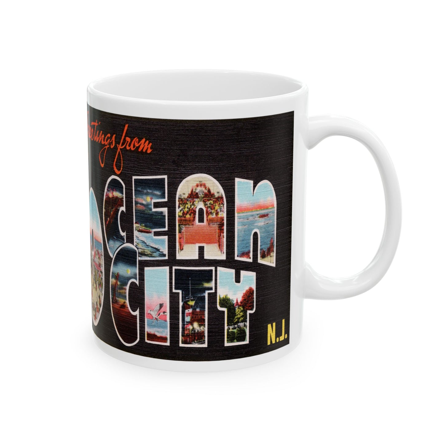 Memebly Scenic Retro Greetings from Ocean City NJ New Jersey Coffee Mug