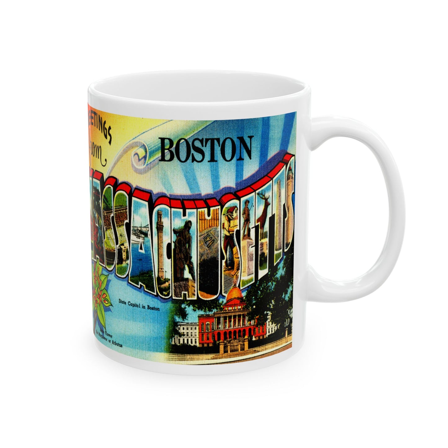 Memebly Retro Greetings from Boston MA Massachusetts Coffee Mug