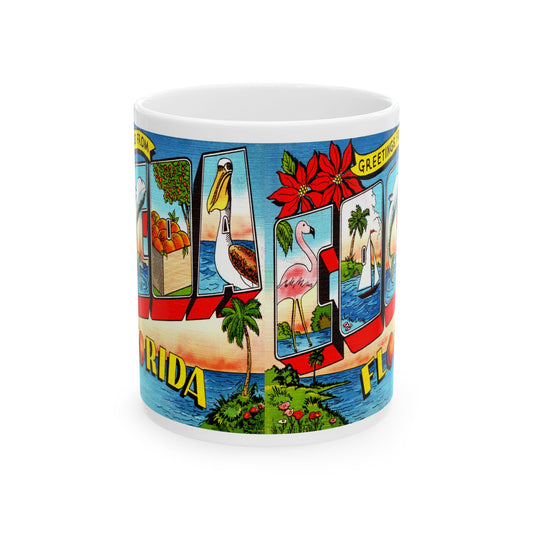 Memebly Colorful Vintage Greetings from Cocoa FL Florida Coffee Mug