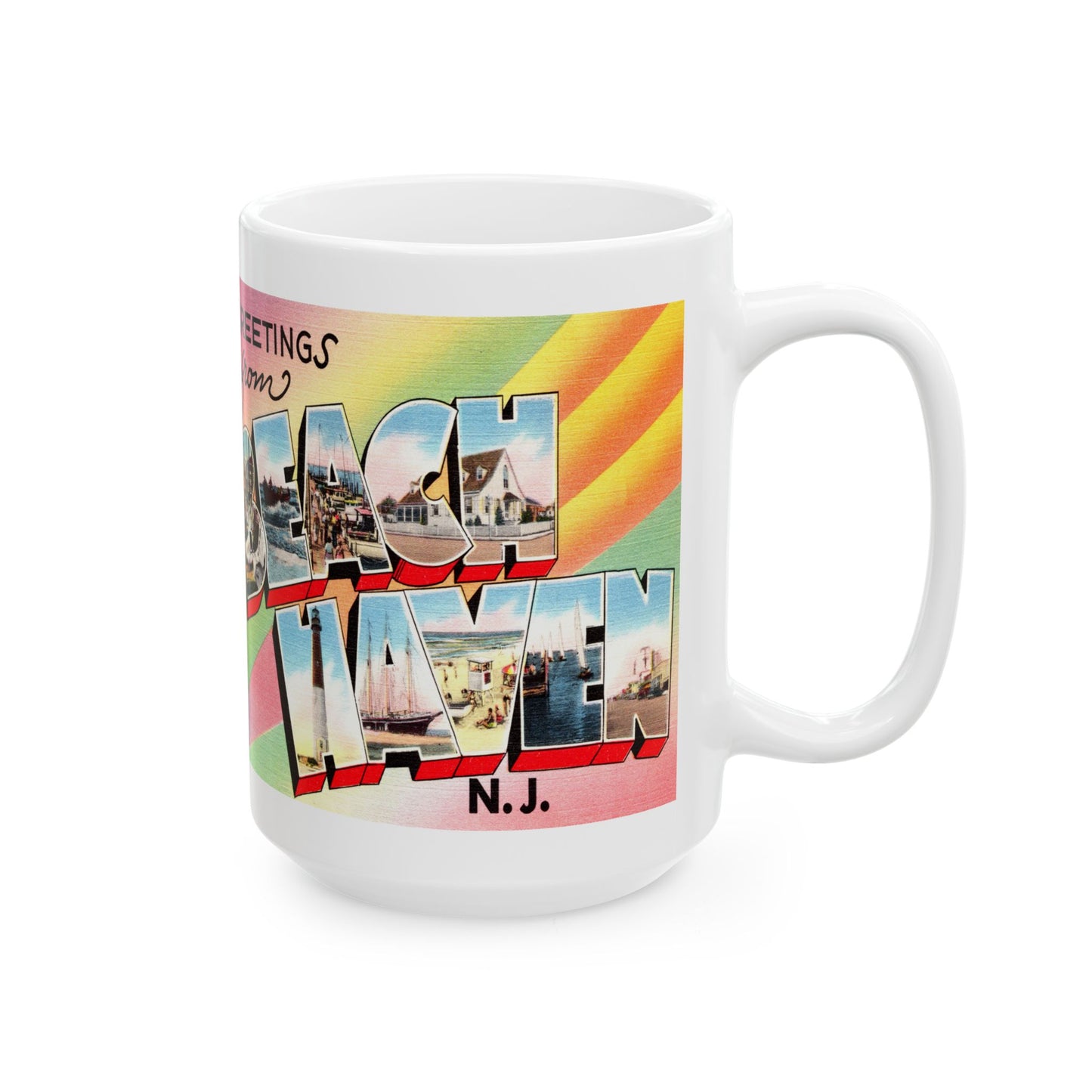 Memebly Vintage Greetings from Beach Haven NJ New Jersey LBI Coffee Mug