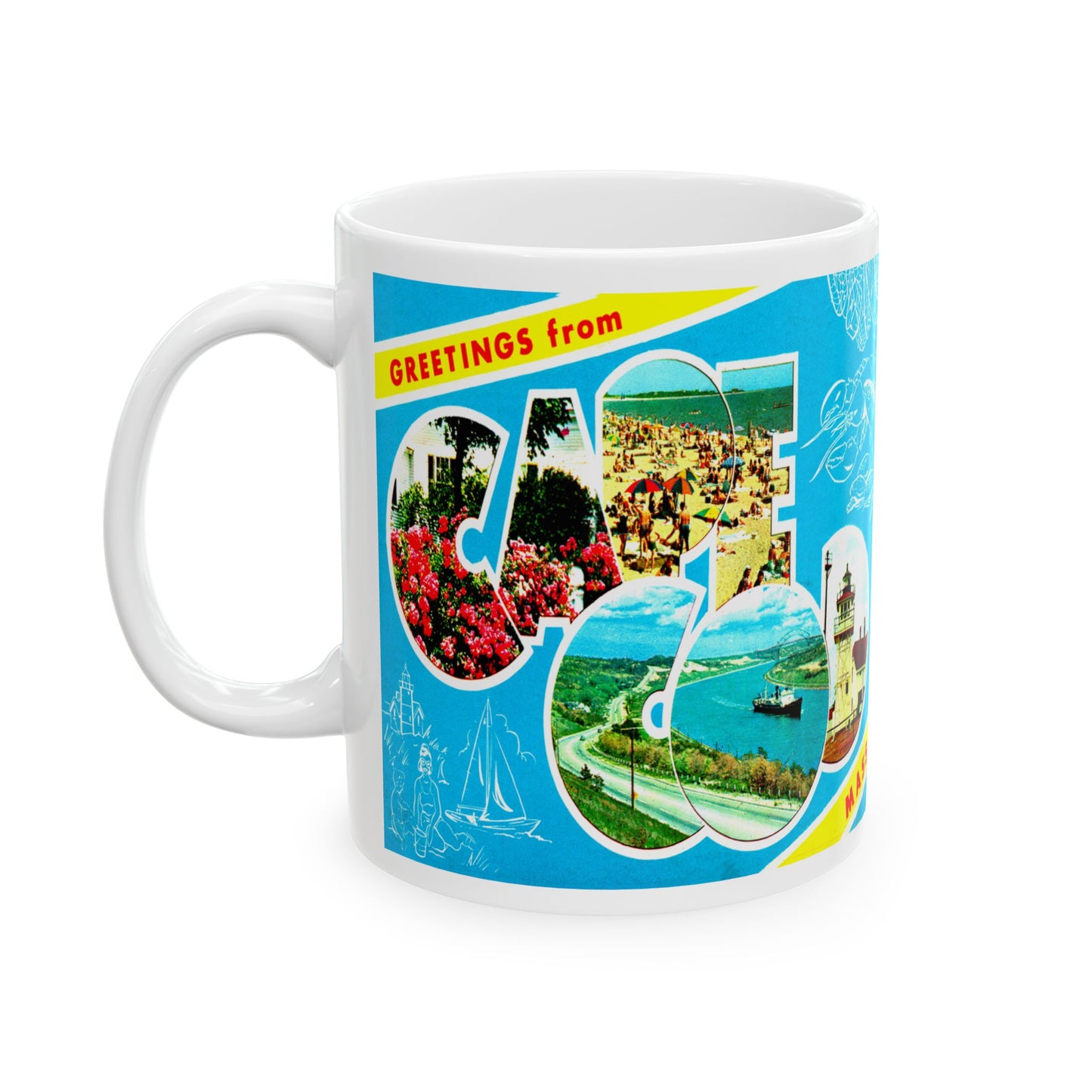 Memebly Vintage 1950s Greetings from Cape Cod MA Massachusetts Coffee Mug