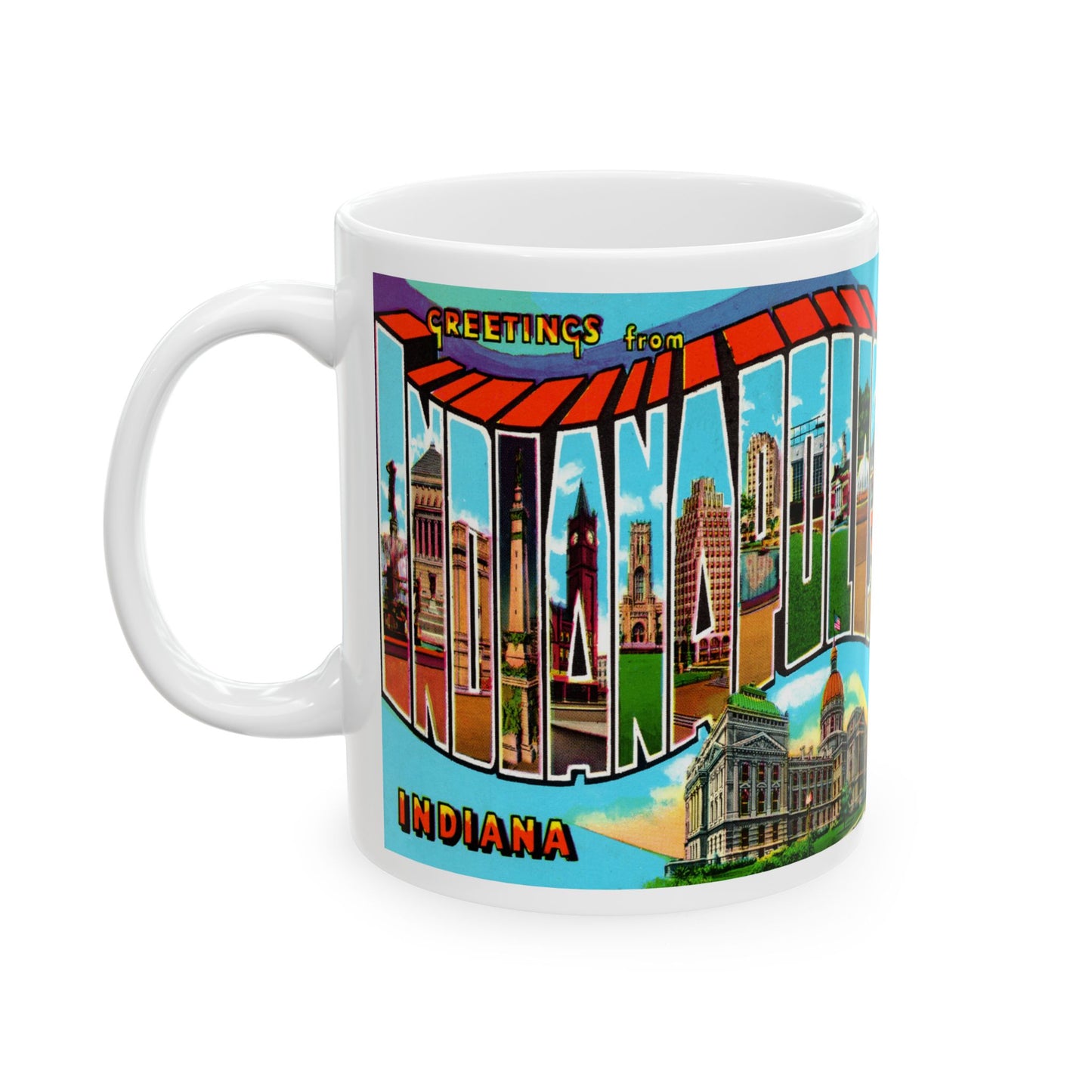 Memebly  Retro 1950s Greetings from Indianapolis IN Indiana Coffee Mug