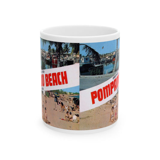 Memebly Vintage Greetings from Pompano Beach FL Florida Coffee Mug