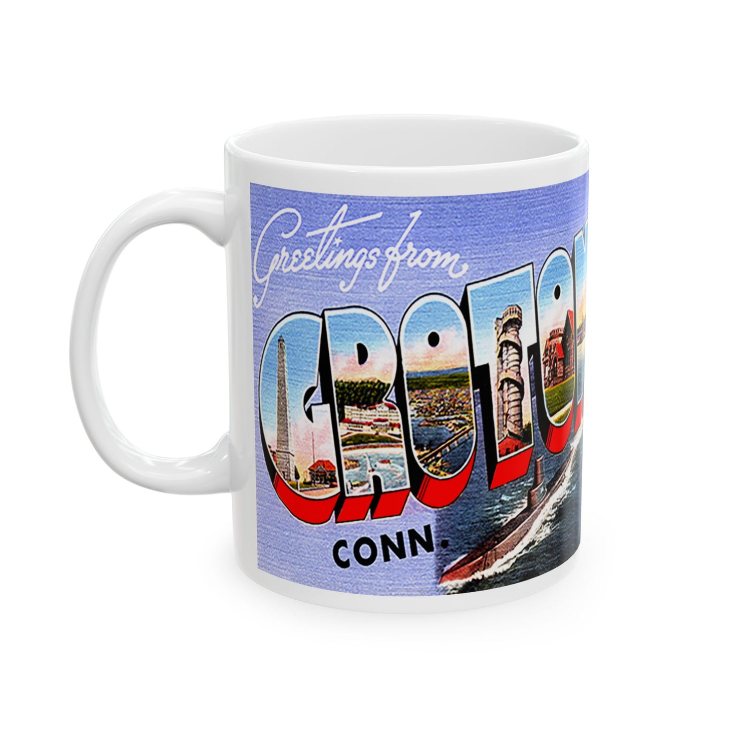 Memebly Vintage Greetings from Groton CT Connecticut Coffee Mug