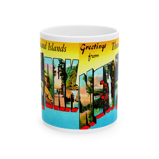 Memebly Retro Greetings from Thousand Islands NY New York Coffee Mug