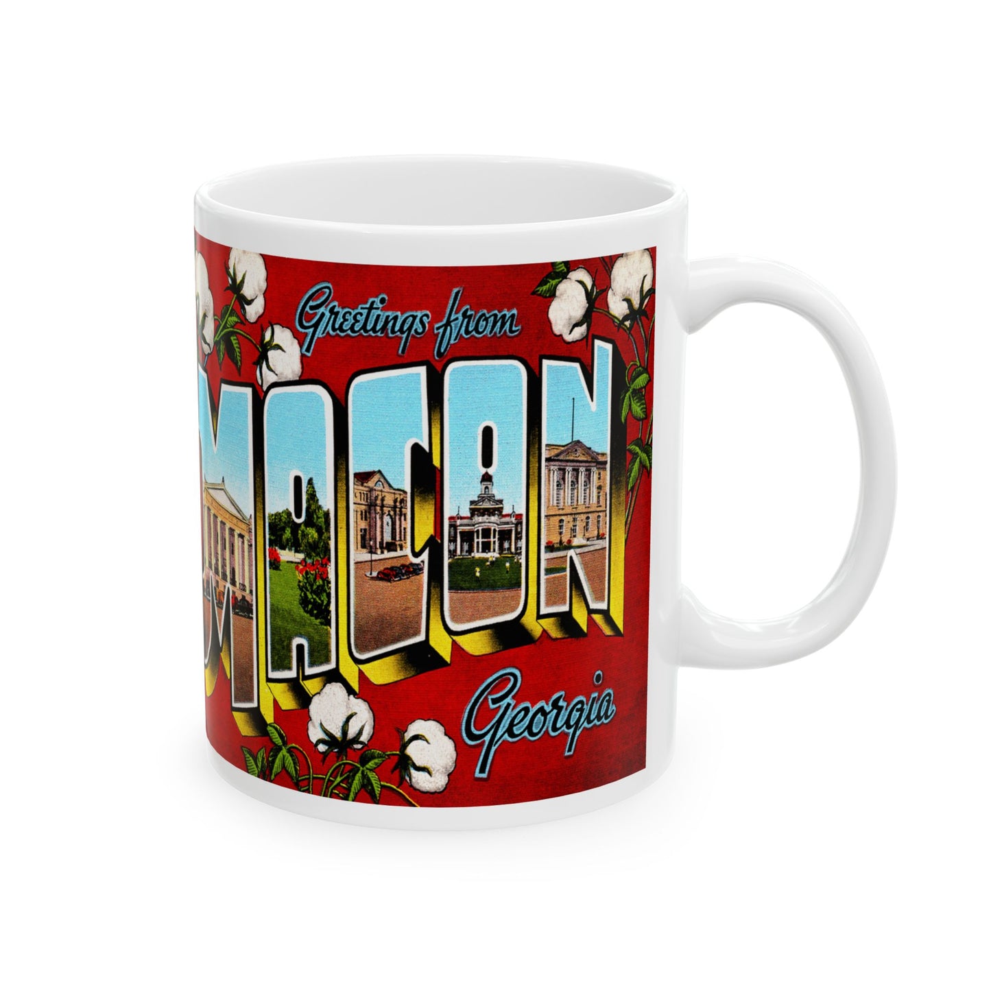 Memebly Flowerful Vintage Greetings from Macon GA Coffee Mug