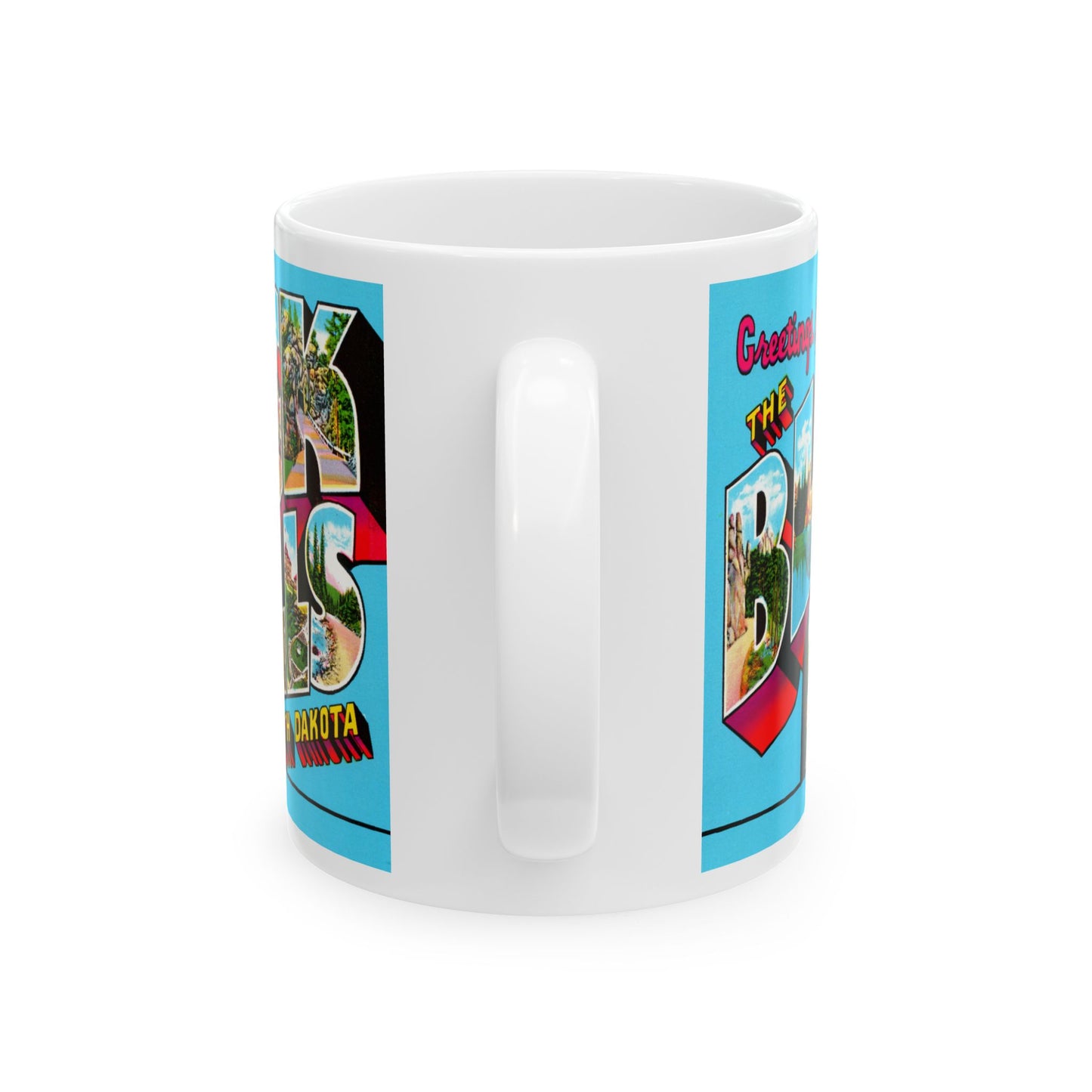 Memebly Colorful Retro Greetings from Black Hills SD South Dakota Coffee Mug