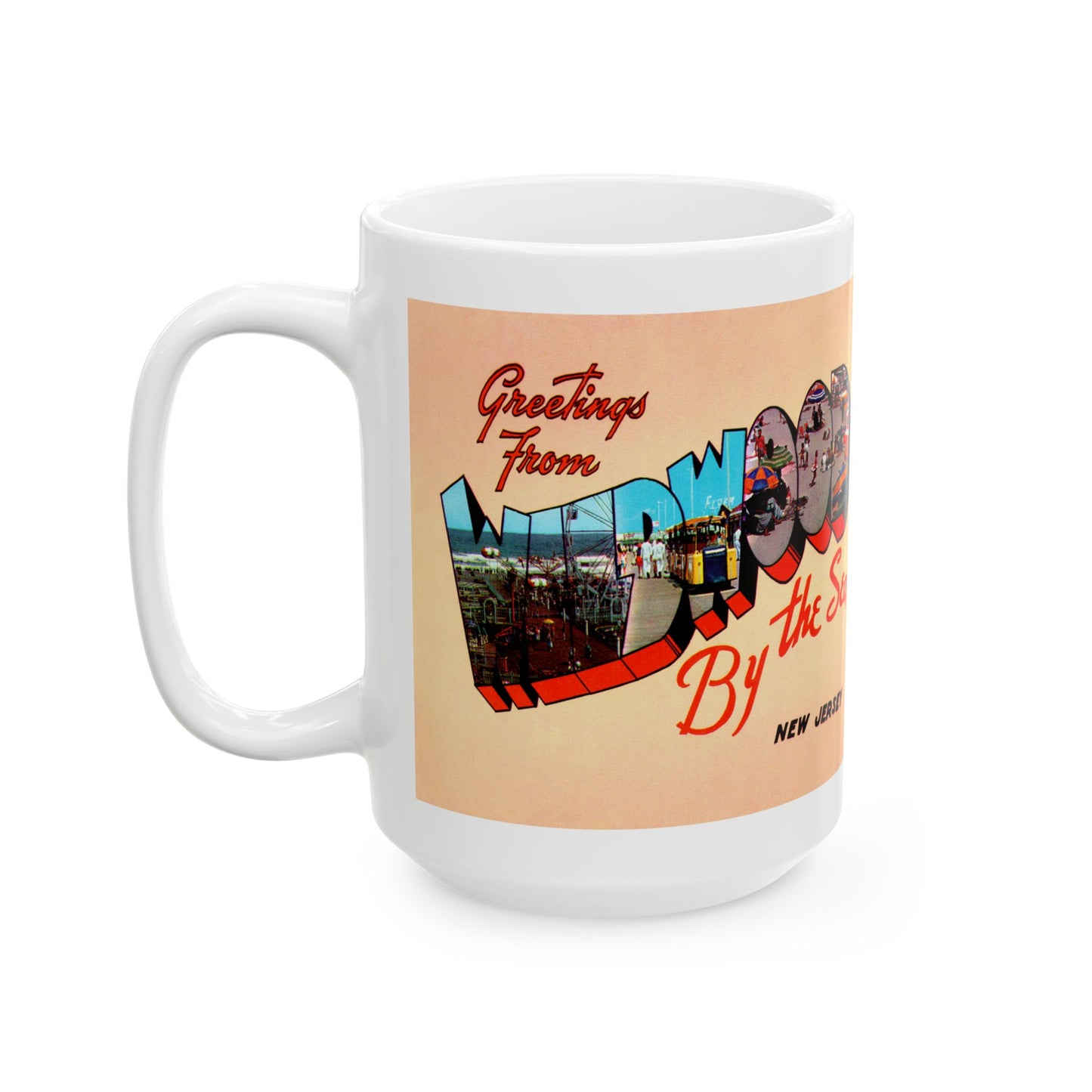 Memebly Retro 1950s Greetings from Wildwood by the Sea NJ New Jersey Coffee Mug