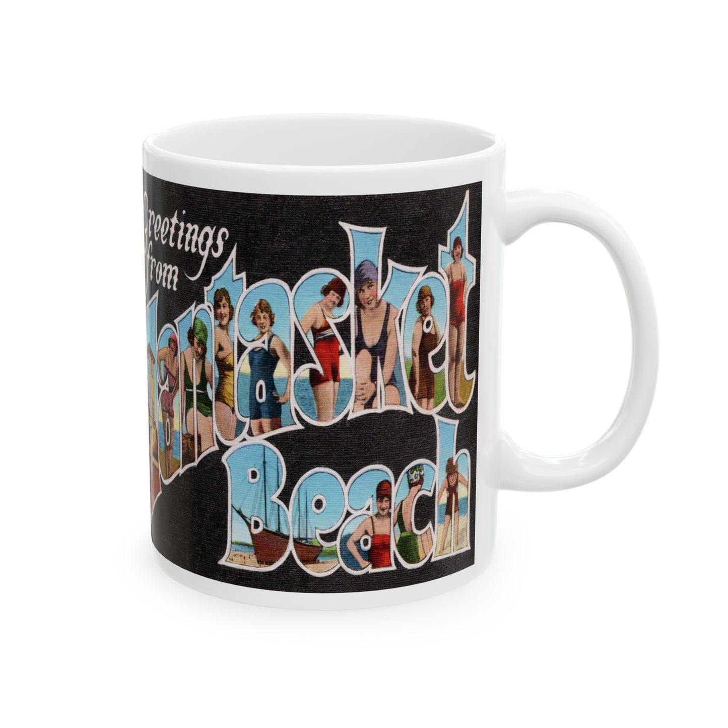 Memebly Vintage 1930s Greetings from Nantasket Beach MA Massachusetts Coffee Mug