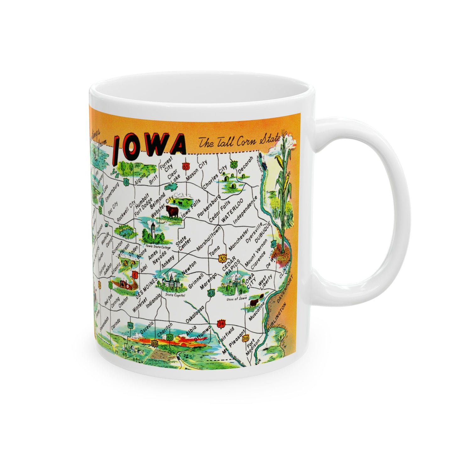 Memebly Retro Greetings from Iowa IA Map Coffee Mug