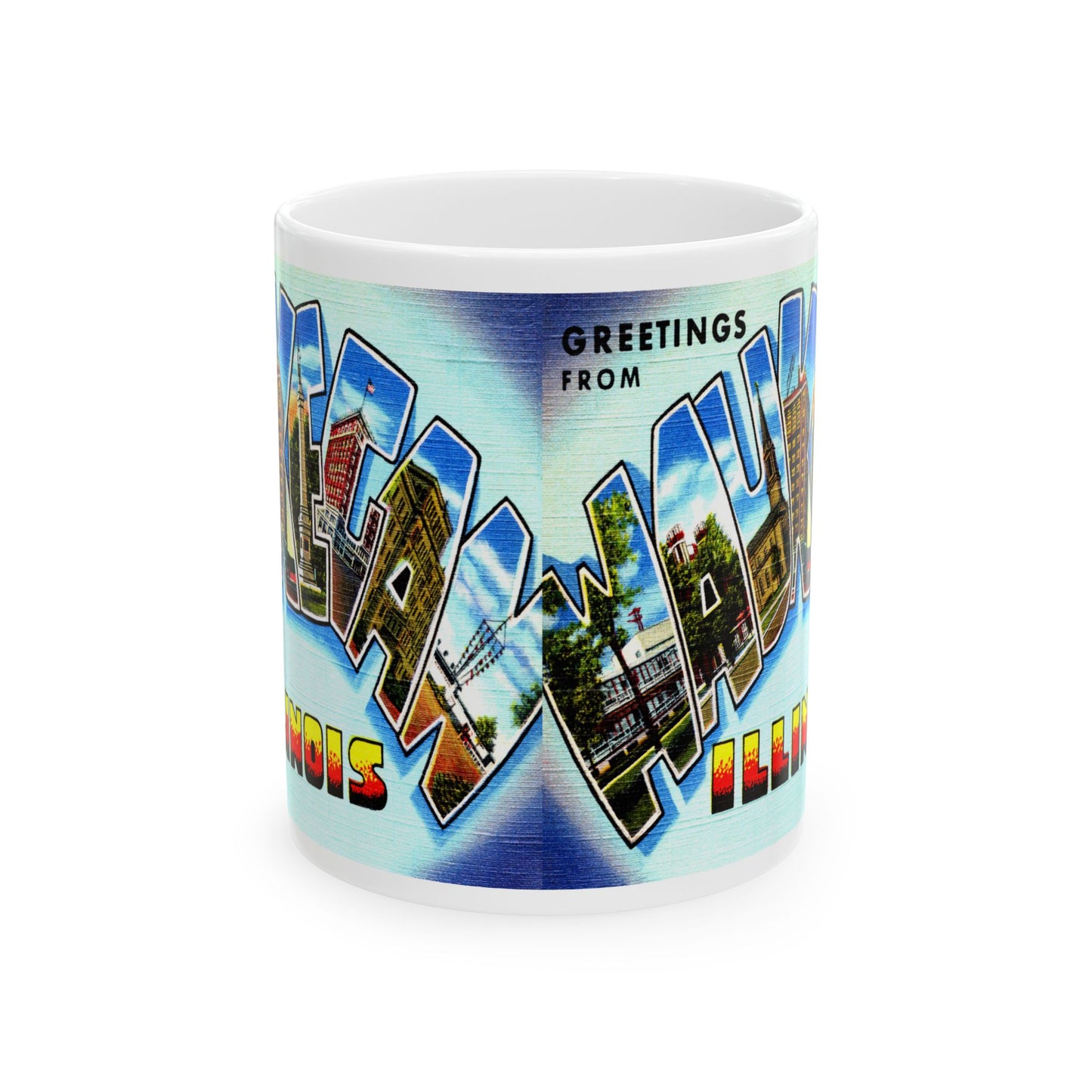 Memebly Vintage Greetings from Waukegan IL Coffee Mug