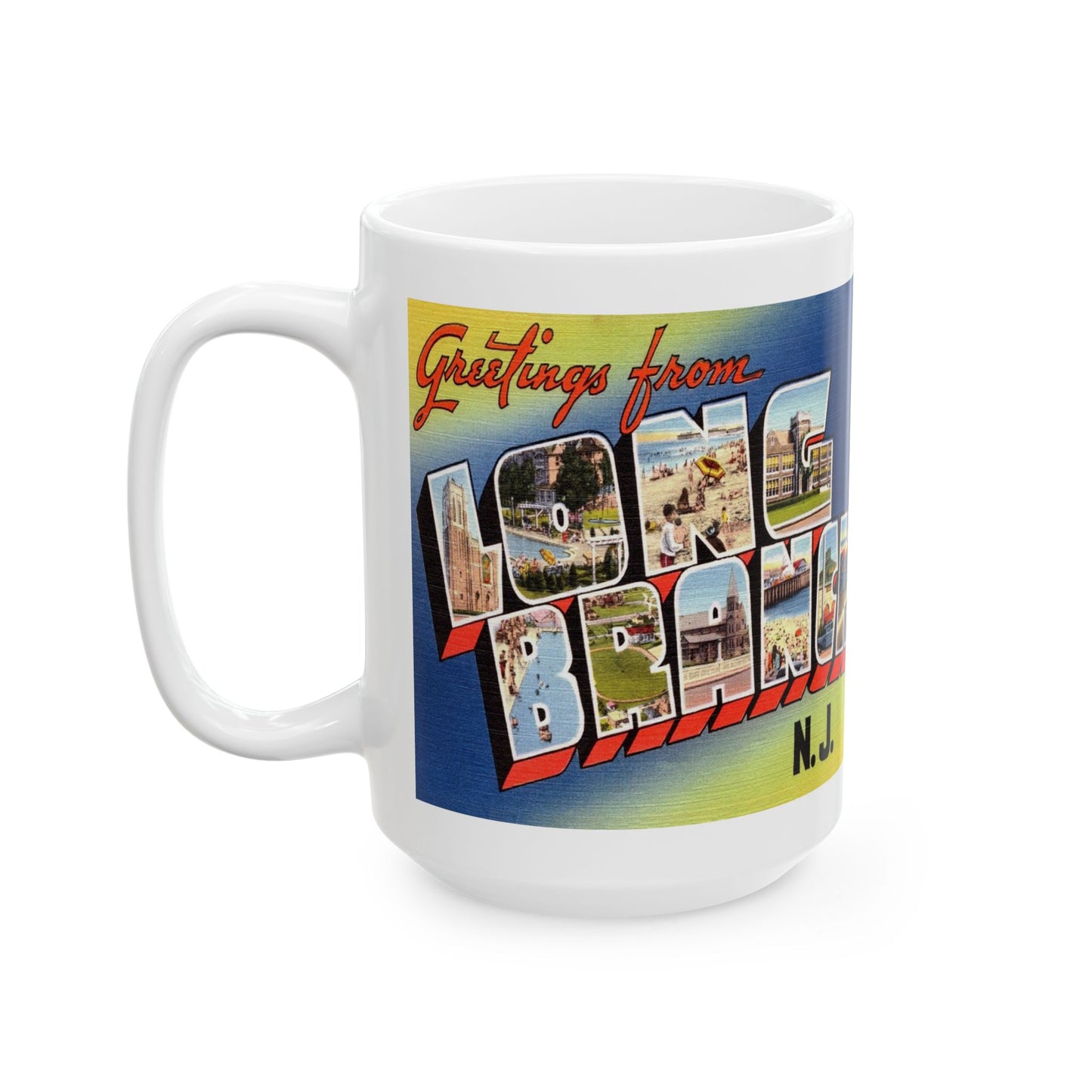 Memebly Retro Greetings from Long Branch NJ New Jersey Coffee Mug