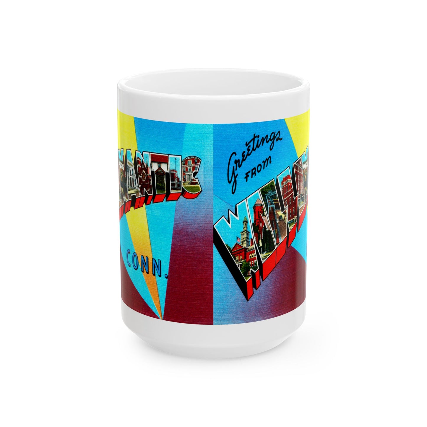 Memebly Vintage Greetings from Willimantic CT Connecticut Coffee Mug