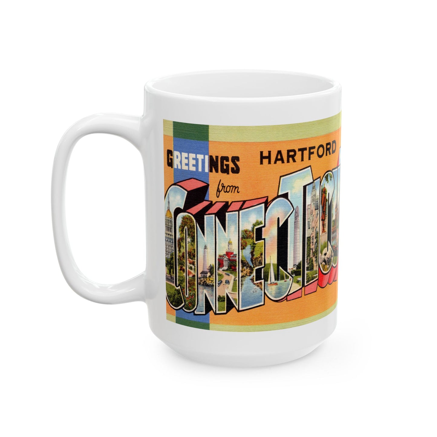 Memebly Colorful Retro Greetings from Hartford CT Coffee Mug