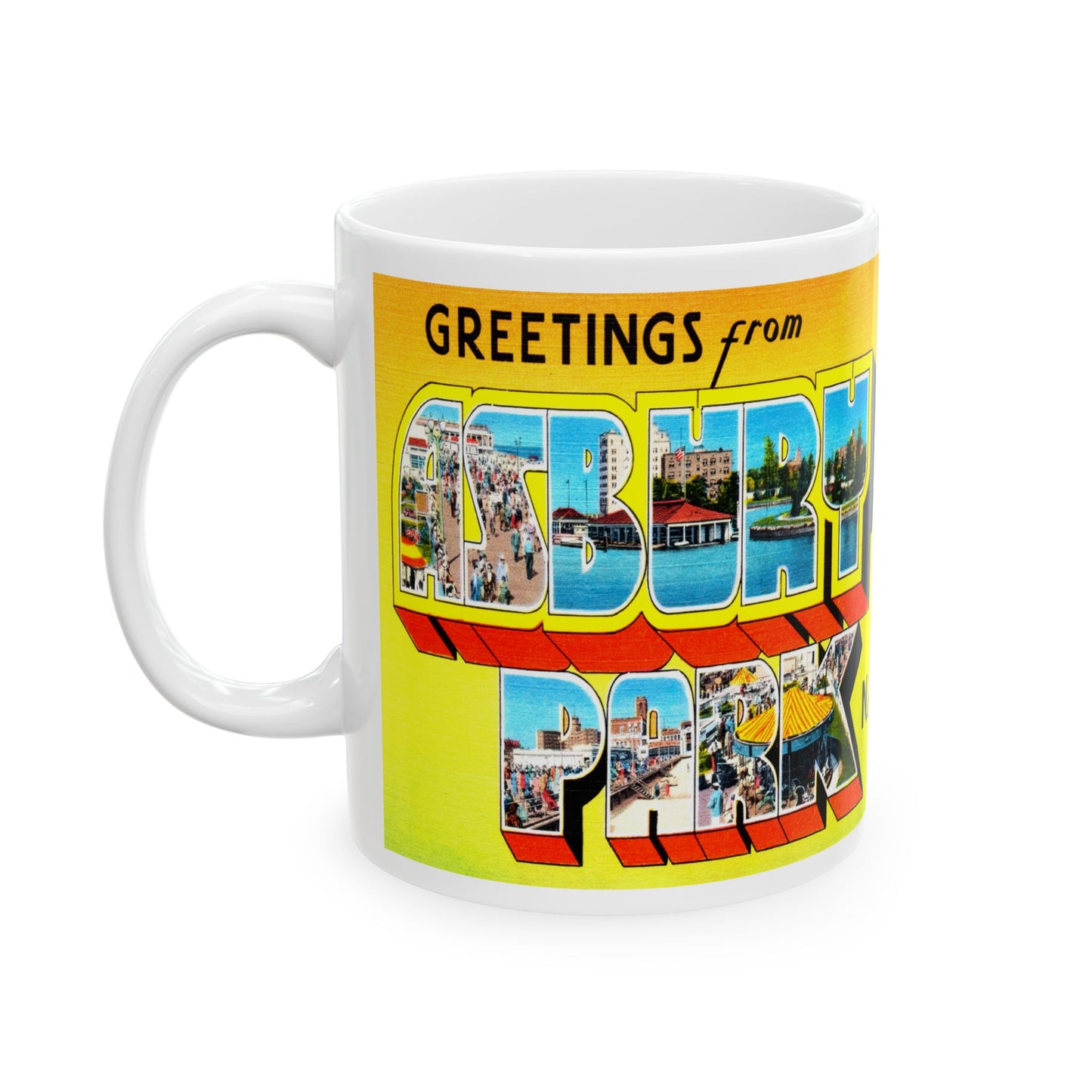 Memebly Bright Vintage Greetings from Asbury Park NJ New Jersey Coffee Mug