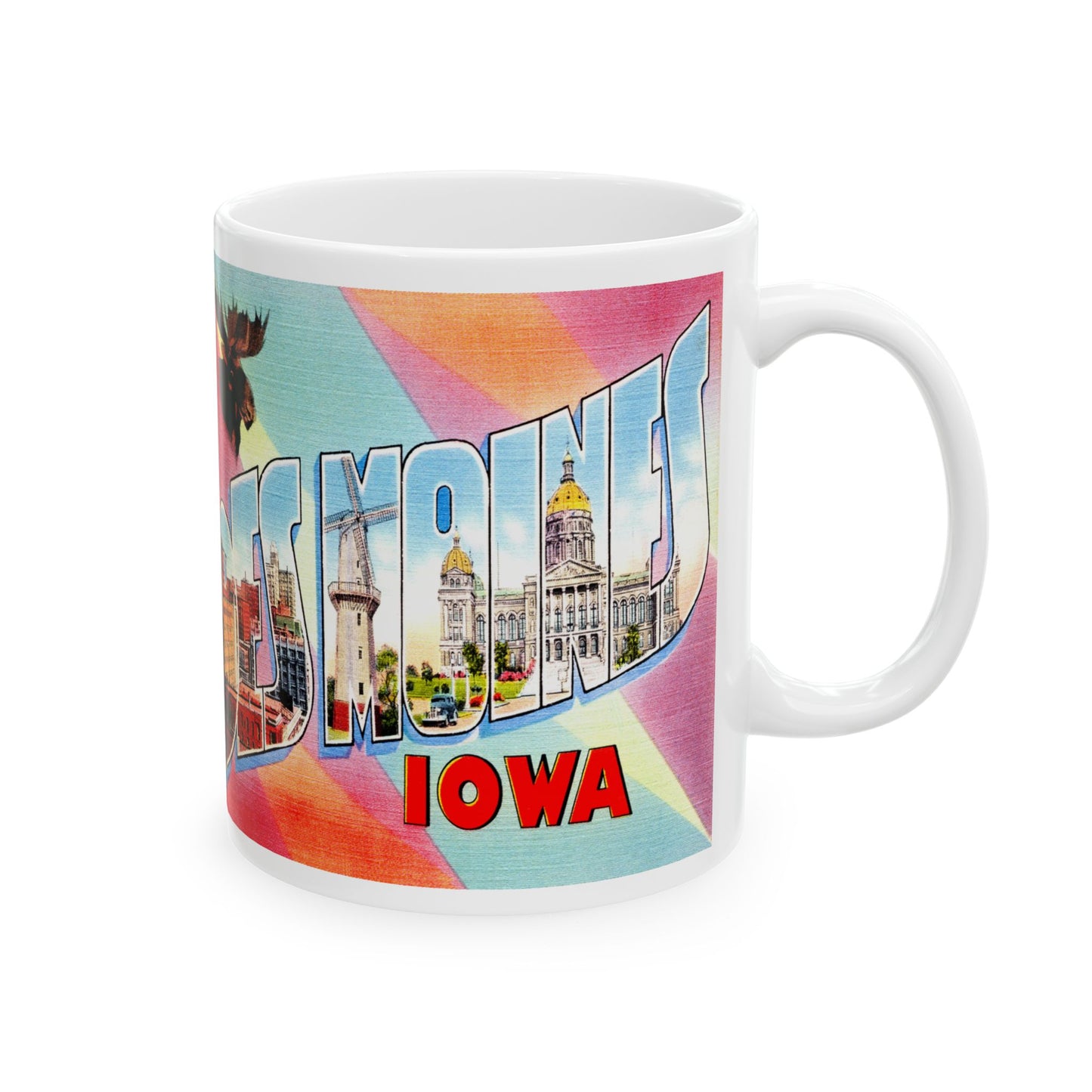 Memebly Retro Greetings from Des Moines IA Coffee Mug