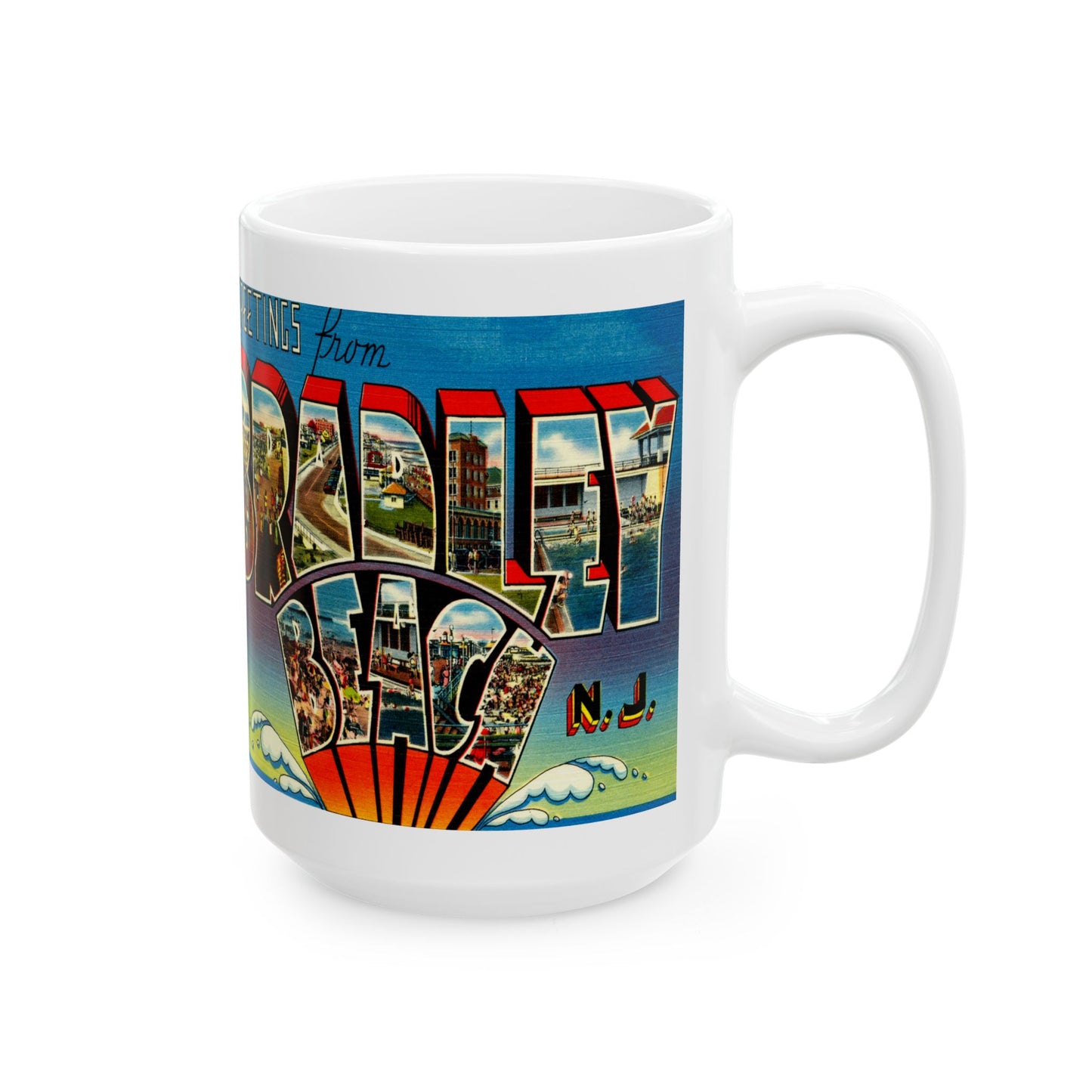 Memebly Vintage Greetings from Bradley Beach NJ New Jersey Coffee Mug