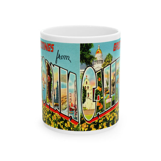 Memebly Flowerful Vintage Greetings from California CA Coffee Mug