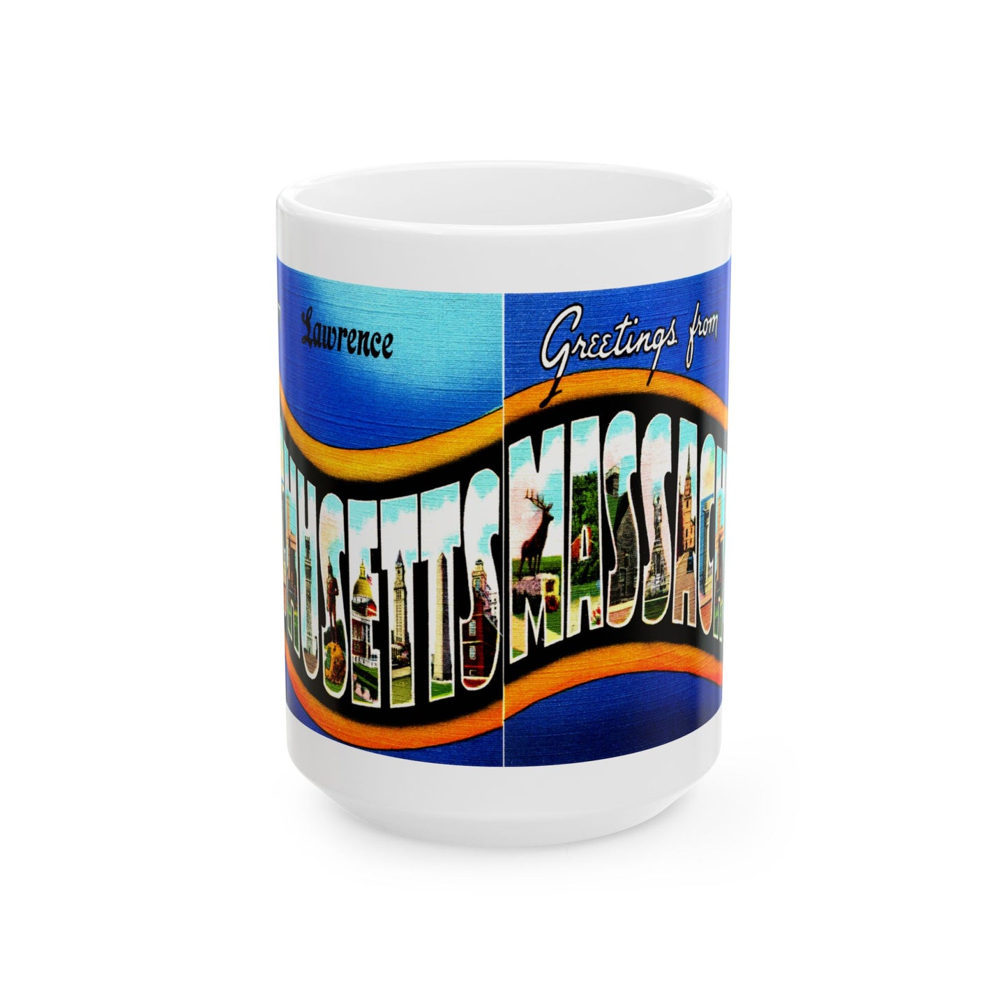 Memebly Vintage Greetings from Lawrence MA Massachusetts Coffee Mug