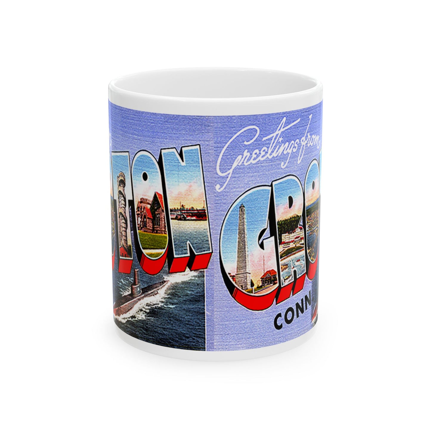 Memebly Vintage Greetings from Groton CT Connecticut Coffee Mug