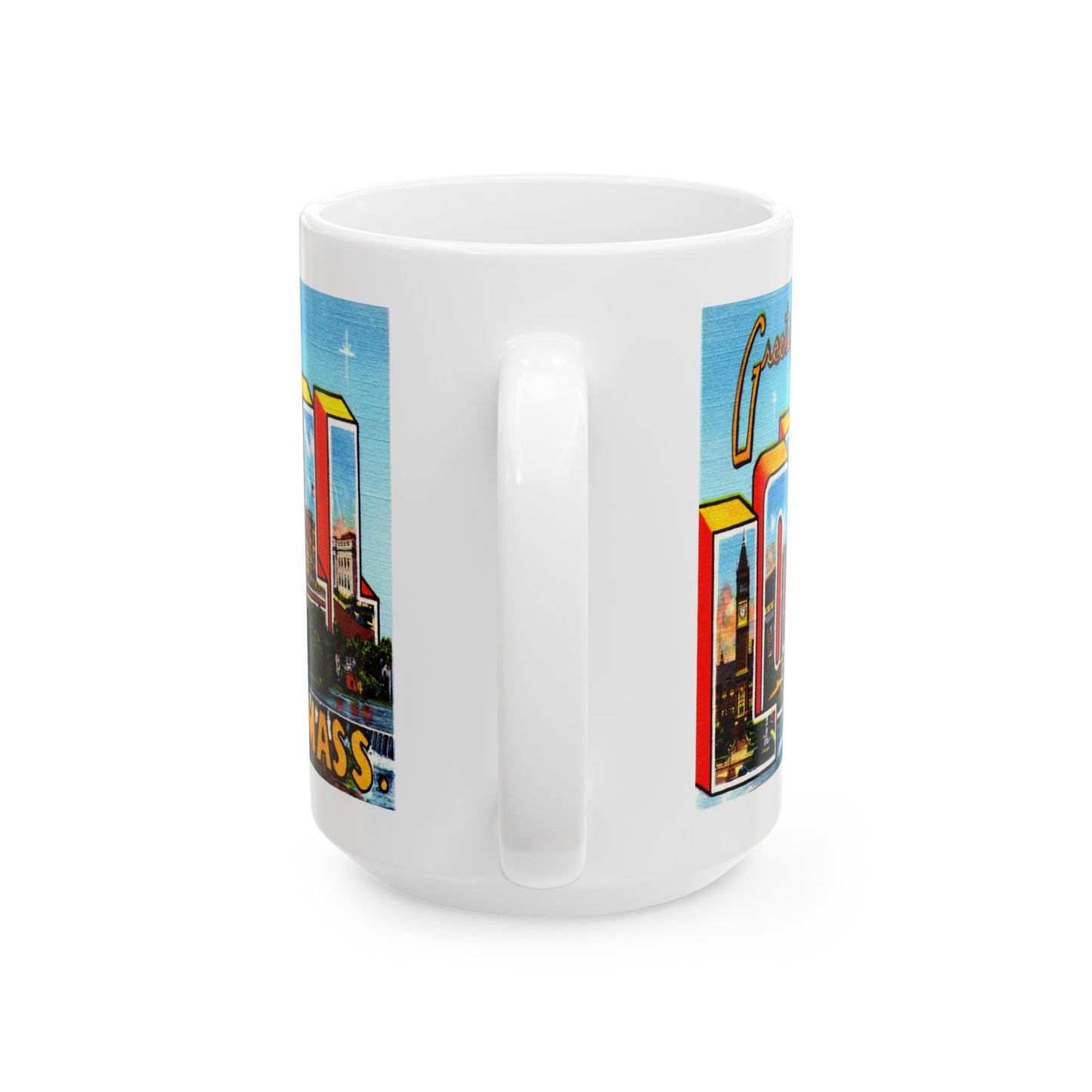 Memebly Vintage Greetings from Lowell MA Massachusetts Coffee Mug