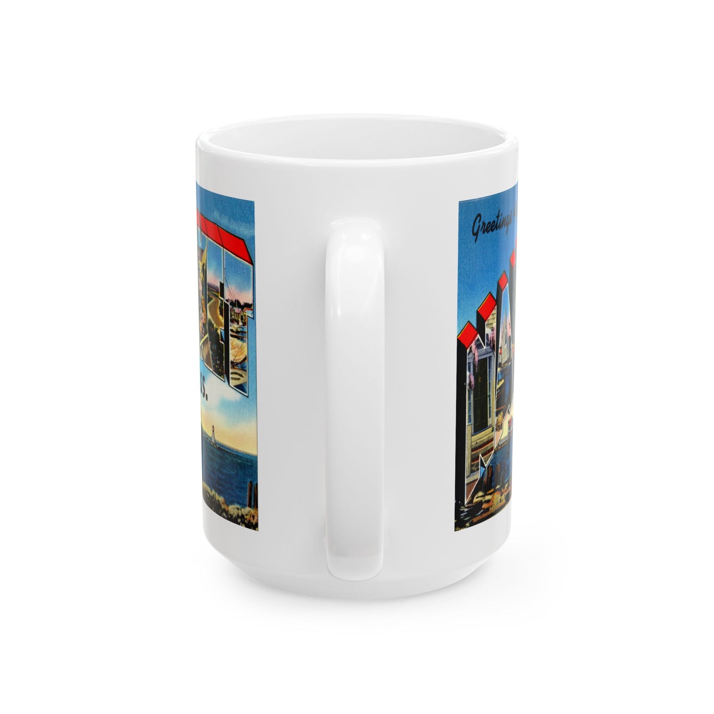 Memebly Vintage Greetings from Nantucket MA Massachusetts Coffee Mug