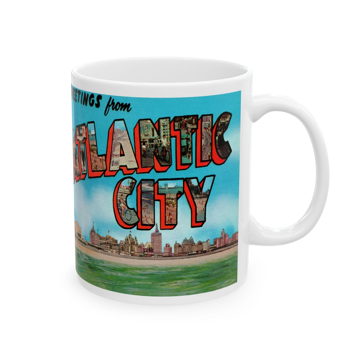 Memebly Retro 1950s Greetings from Atlantic City NJ New Jersey Coffee Mug