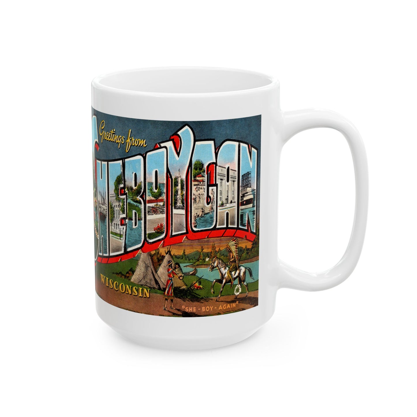 Memebly Vintage Greetings from Sheboygan WY Wyoming Coffee Mug