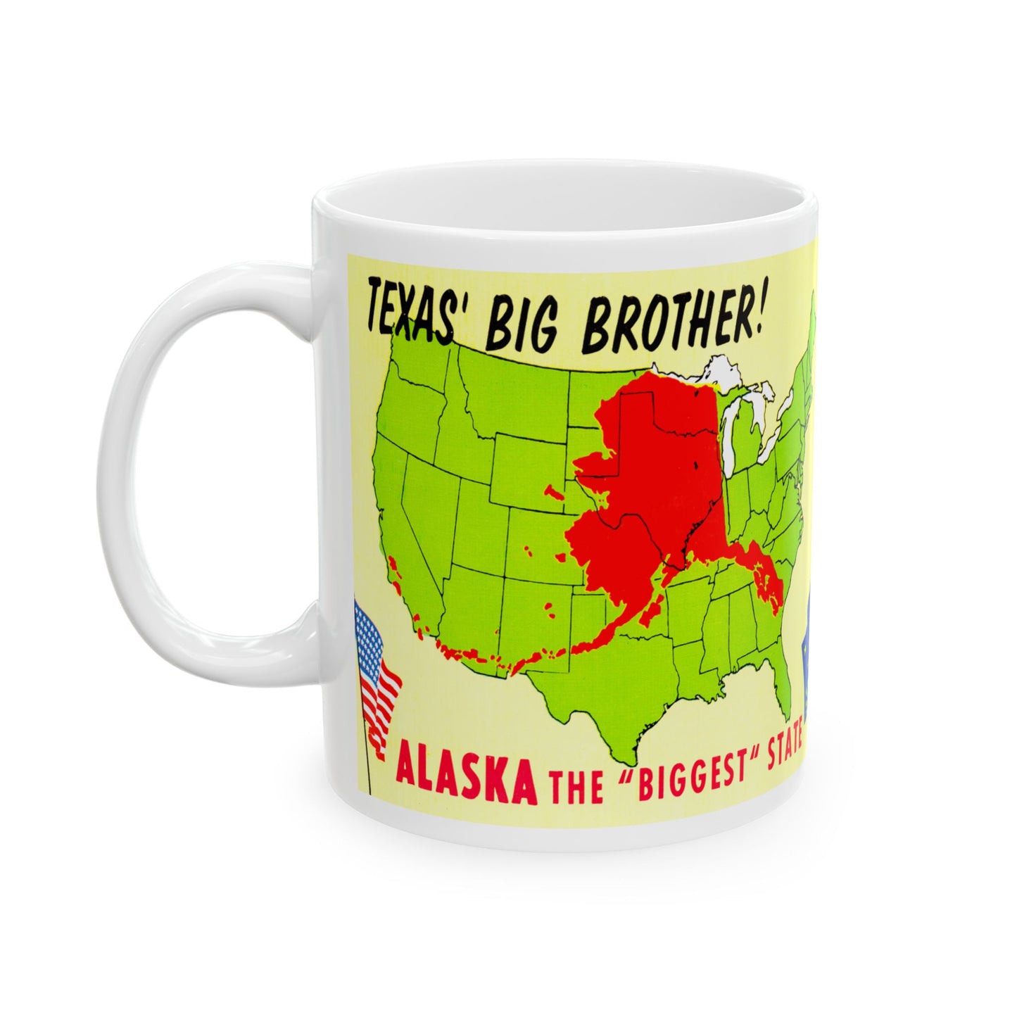 Memebly Vintage Texas Big Brother Alaska  Map Coffee Mug