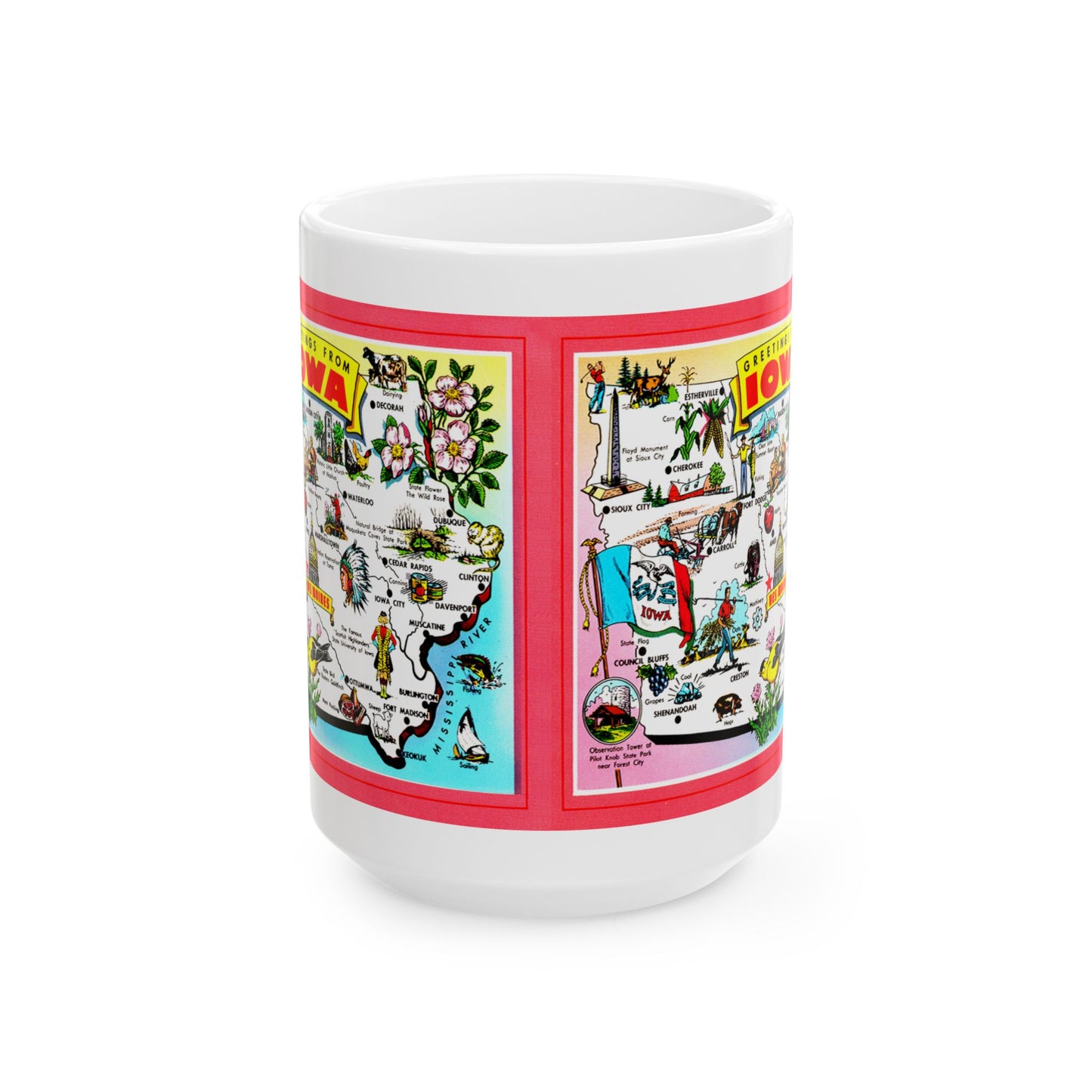 Memebly Scenic Greetings from Iowa IA Map Coffee Mug