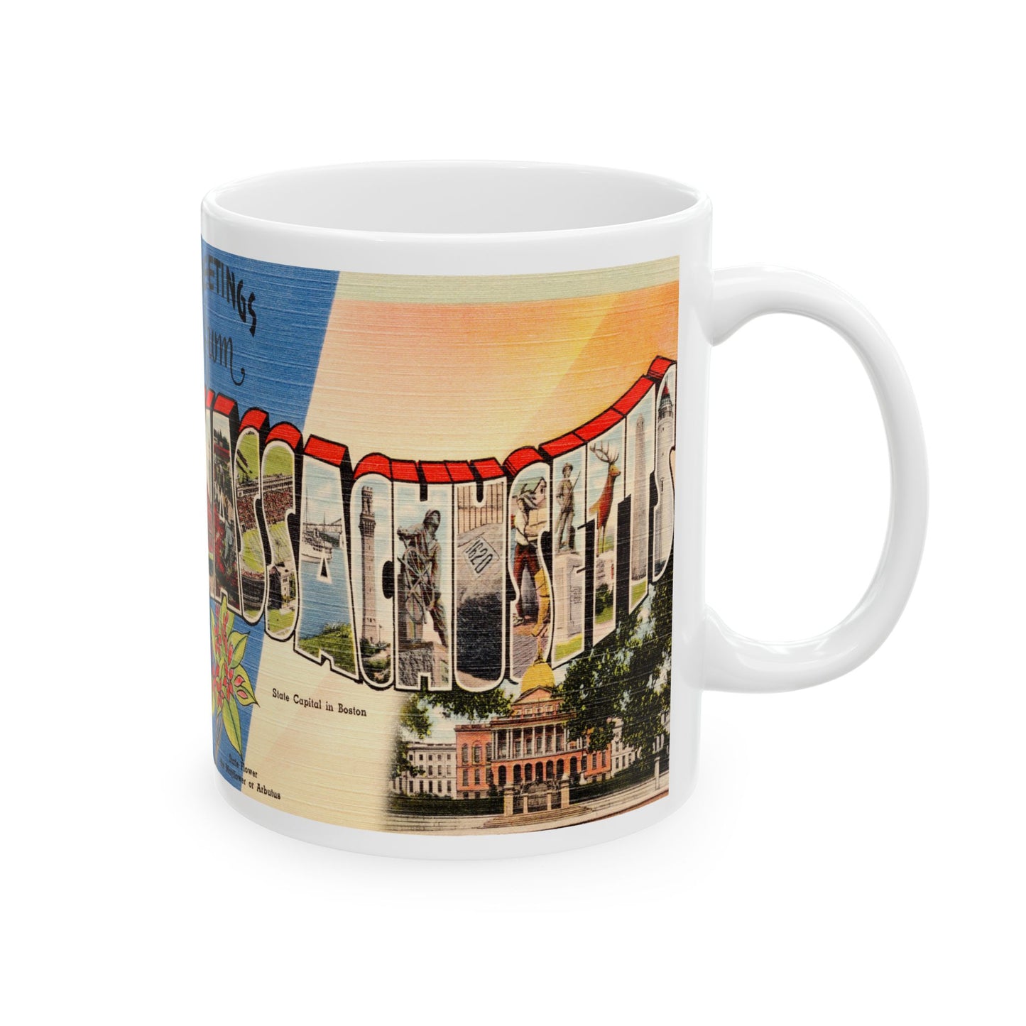 Memebly Retro Vintage Greetings from Massachusetts MA Coffee Mug