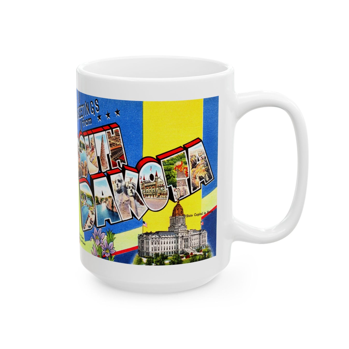 Memebly Vintage Retro Greetings from South Dakota SD Coffee Mug