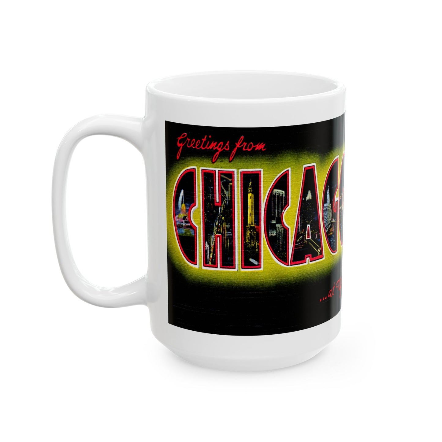 Memebly Scenic Greetings from Chicago IL Coffee Mug