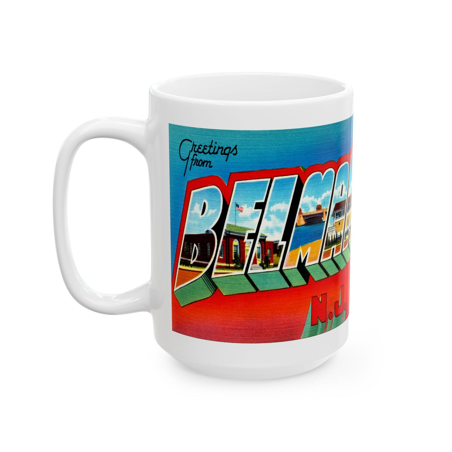 Memebly Vintage Greetings from Belmar NJ New Jersey Coffee Mug