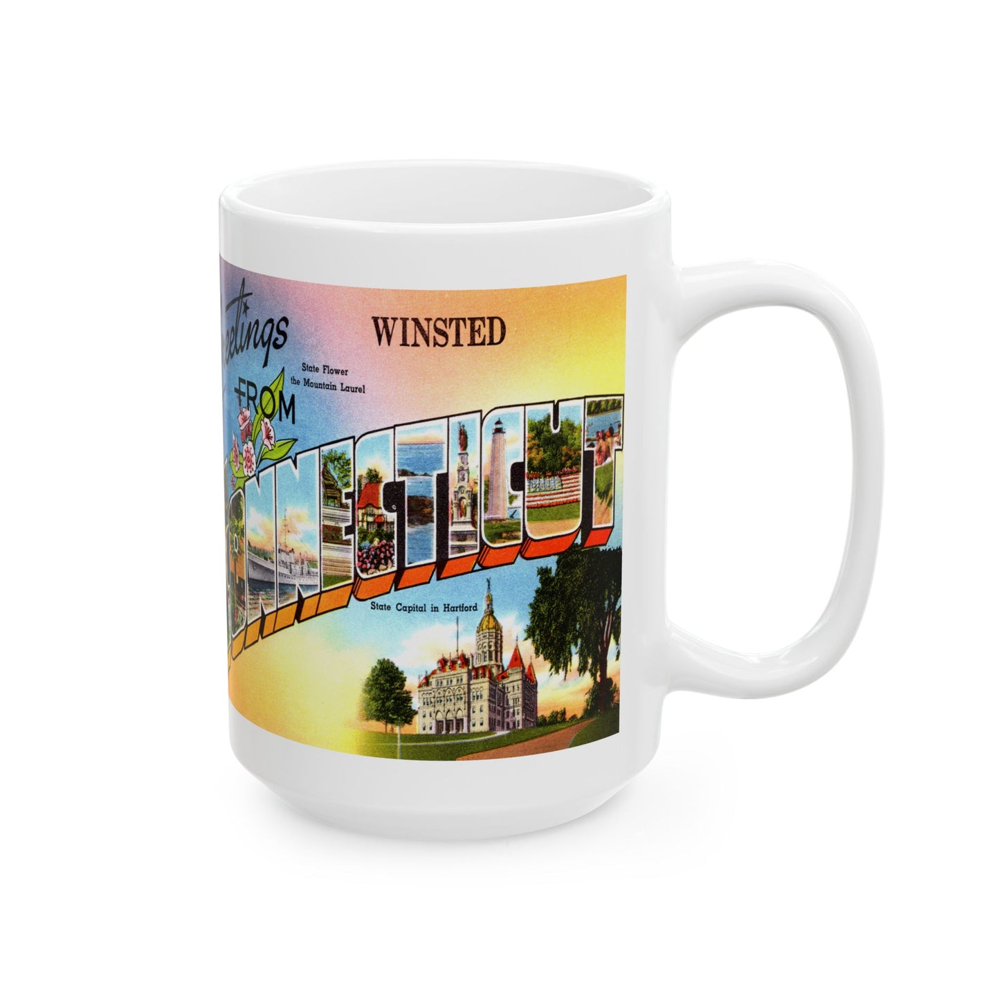 Memebly Vintage Greetings from Winsted CT Connecticut Coffee Mug