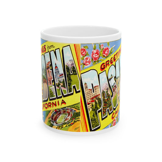 Memebly Vintage Greetings from Pasadena CA California Coffee Mug