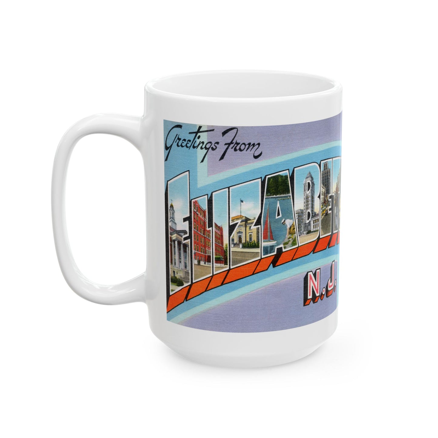 Memebly Vintage Greetings from Elizabeth NJ New Jersey Coffee Mug