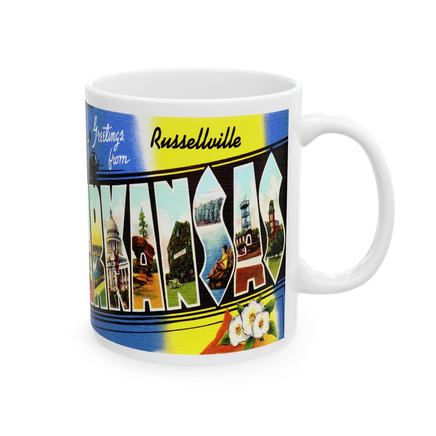 Memebly Vintage Greetings from Russellville AR Arkansas Coffee Mug