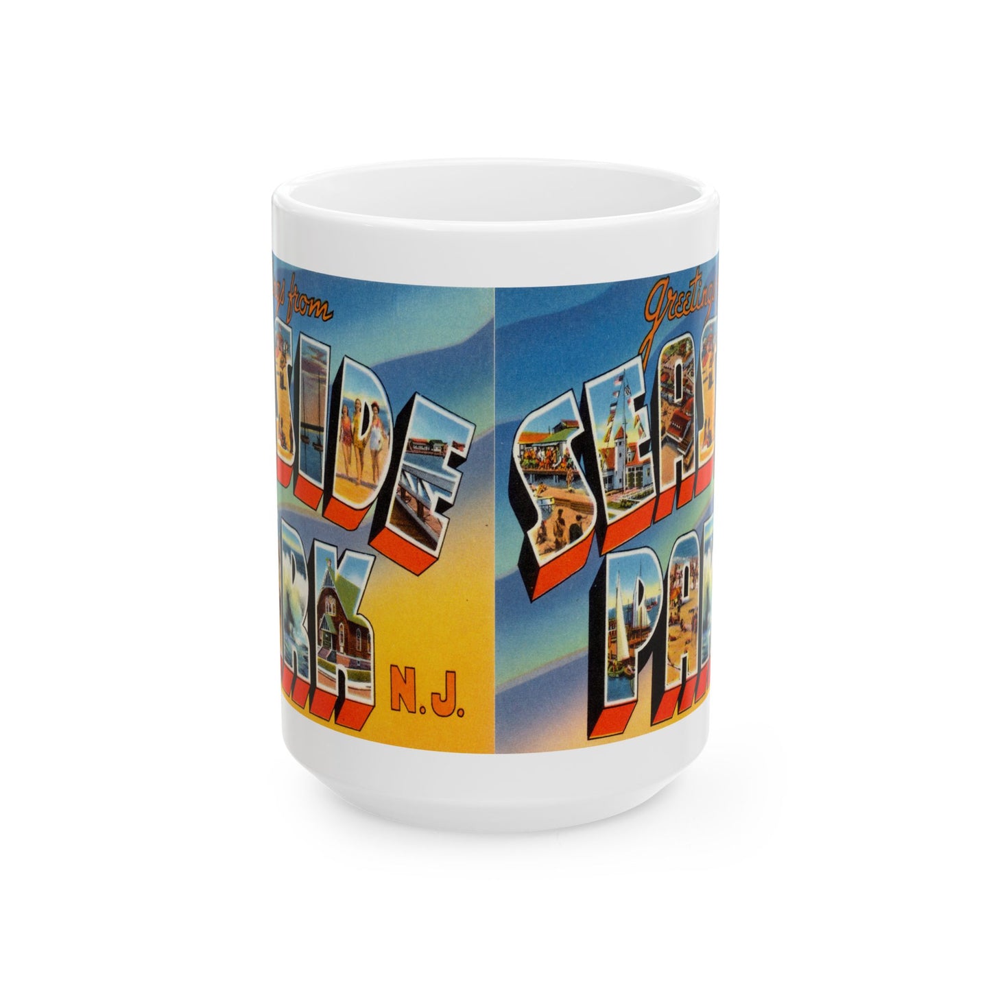 Memebly Vintage Greetings from Seaside Park NJ New Jersey Coffee Mug