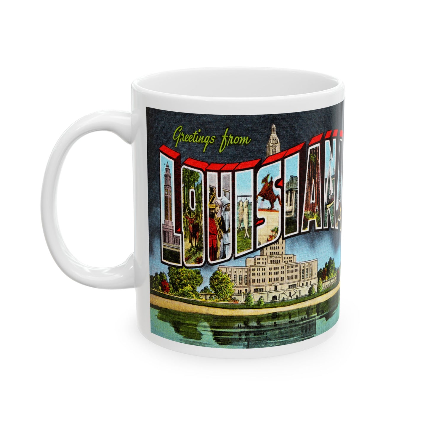 Memebly Scenic Retro Greetings from Louisiana LA Coffee Mug