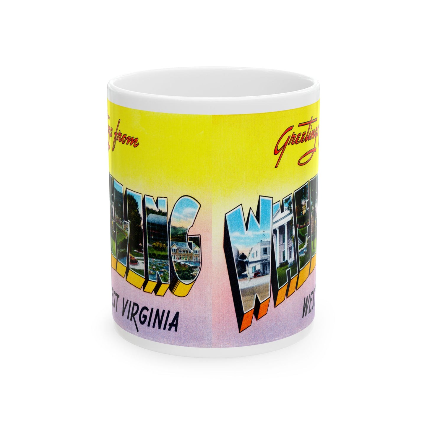 Memebly Vintage Greetings from Wheeling WV West Virginia Coffee Mug