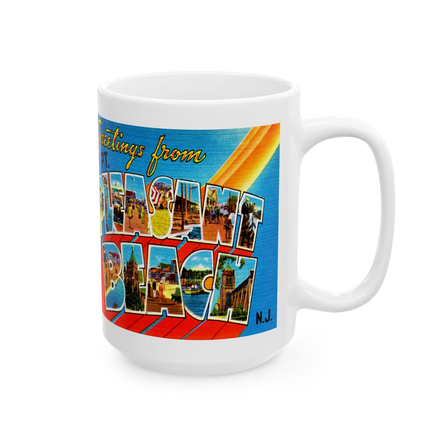 Memebly Vintage Greetings from Point Pleasant Beach NJ New Jersey Coffee Mug