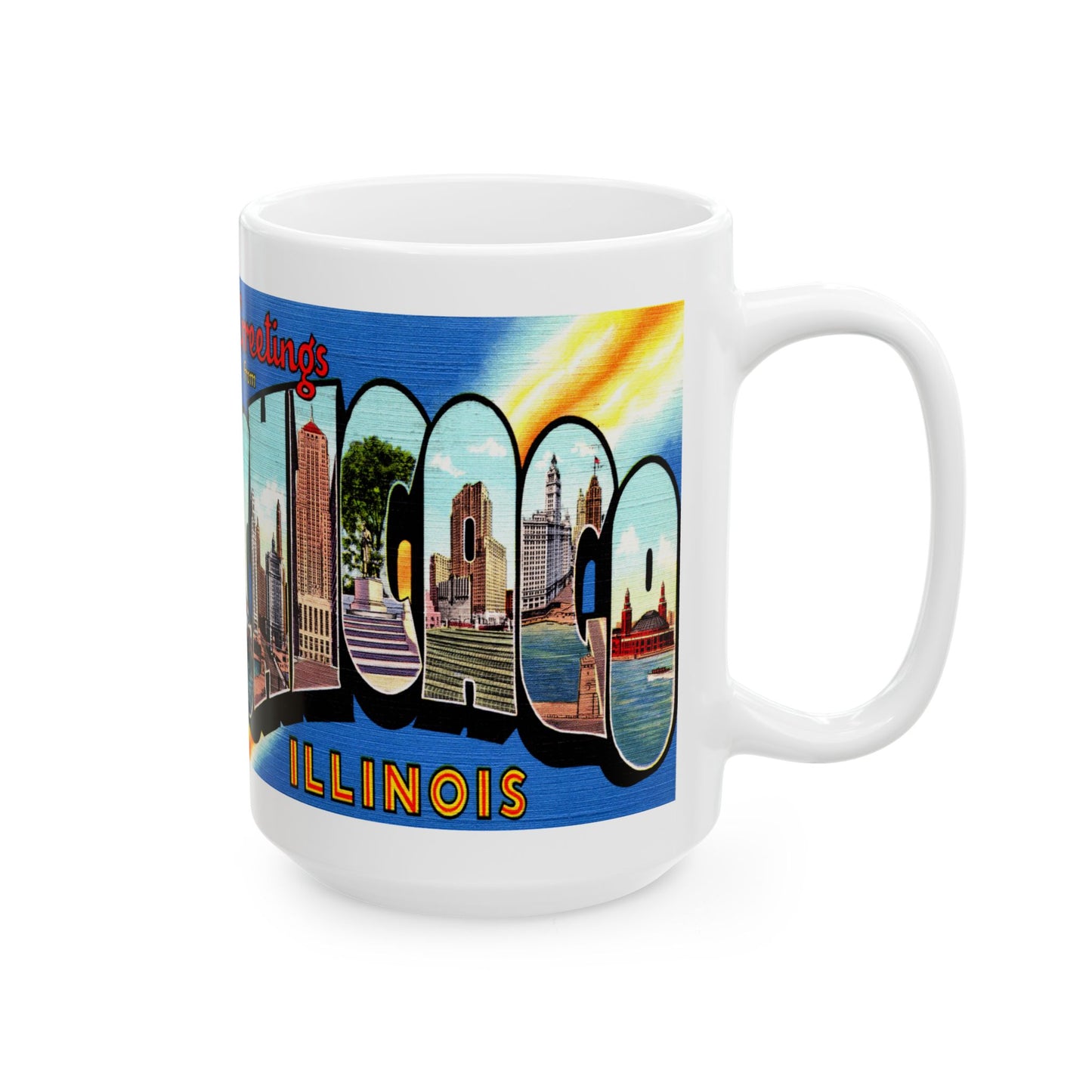 Memebly Vintage Greetings from Chicago IL Coffee Mug