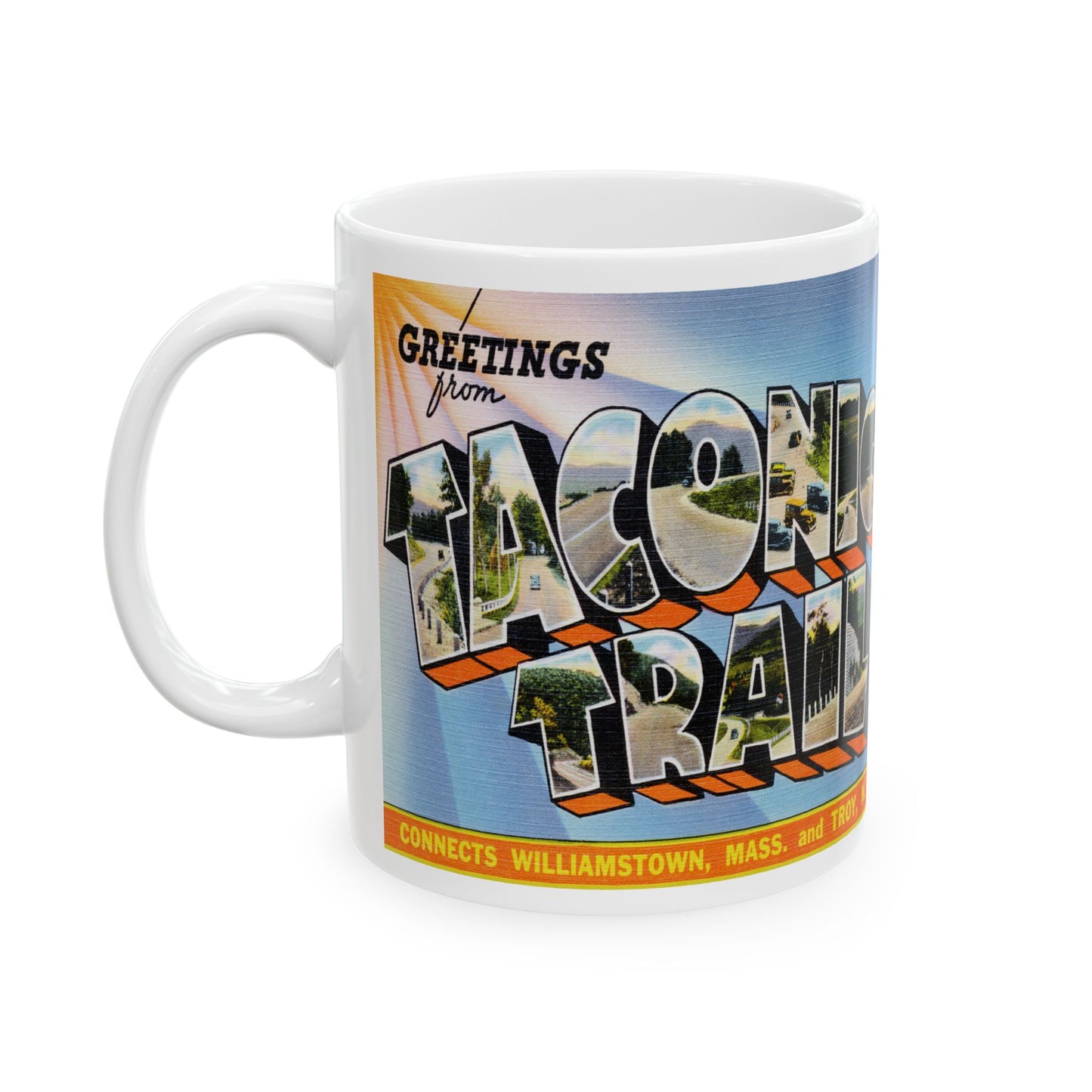 Memebly Vintage Greetings from the Taconic Trail MA Massachusetts Coffee Mug